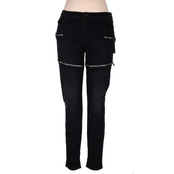 HUDSON JEANS Women's Size‎ 32Black Mid Rise Signature Slim Jean Zipper WM4220DRC - Picture 1 of 11